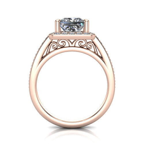 Danica Princess Shape Halo Engagement Ring in 14K Rose Gold