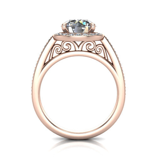 Danica Round Shape Halo Engagement Ring in 14K Rose Gold