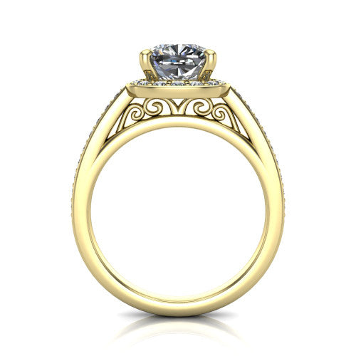Danica Cushion Shape Halo Engagement Ring in 18K Yellow Gold