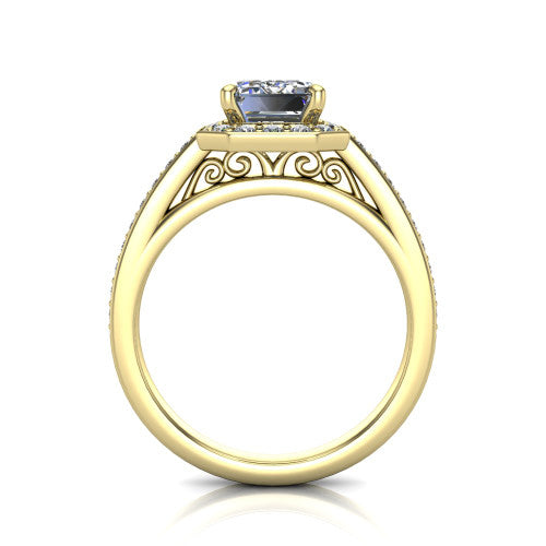 Danica Emerald Shape Halo Engagement Ring in 18K Yellow Gold