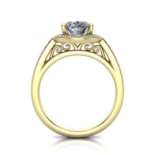Danica Oval Shape Halo Engagement Ring in 18K Yellow Gold