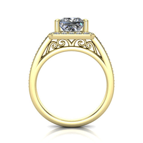 Danica Princess Shape Halo Engagement Ring in 14K Yellow Gold