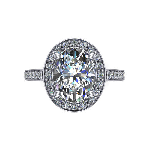 Danica Oval Shape Halo Engagement Ring in 18K White Gold