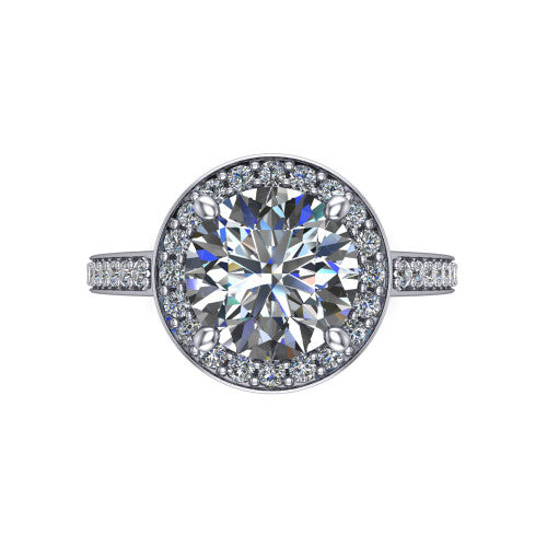 Danica Round Shape Halo Engagement Ring in Platinum
