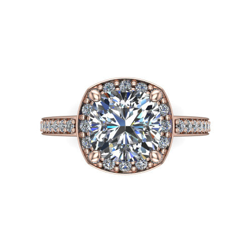 Danica Cushion Shape Halo Engagement Ring in 18K Rose Gold