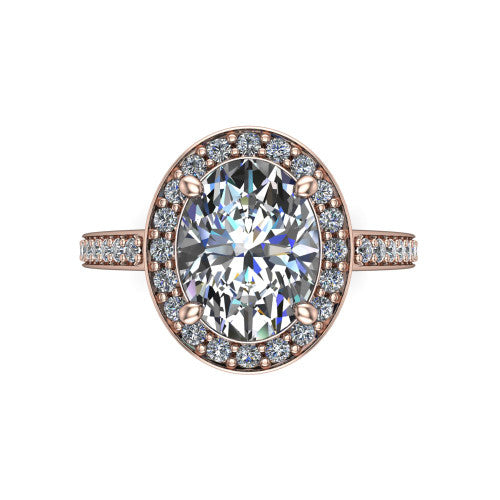 Danica Oval Shape Halo Engagement Ring in 18K Rose Gold