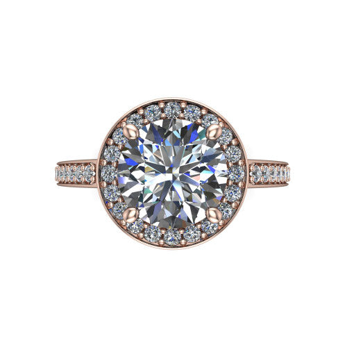 Danica Round Shape Halo Engagement Ring in 18K Rose Gold