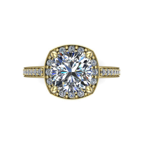 Danica Cushion Shape Halo Engagement Ring in 18K Yellow Gold