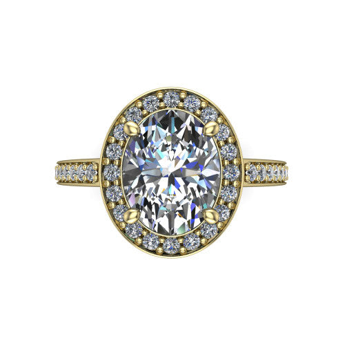 Danica Oval Shape Halo Engagement Ring in 14K Yellow Gold