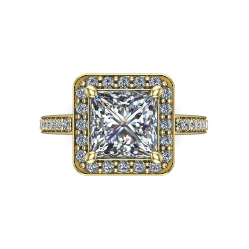 Danica Princess Shape Halo Engagement Ring in 14K Yellow Gold