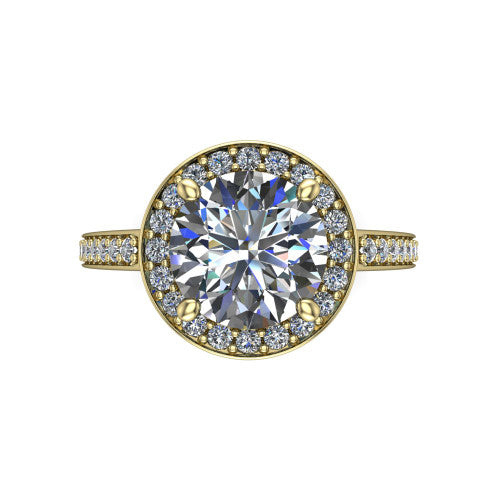 Danica Round Shape Halo Engagement Ring in 18K Yellow Gold