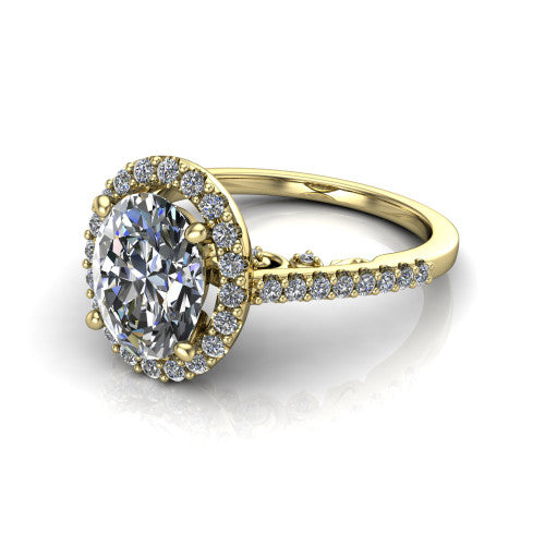 Veronica Oval Shape Halo Engagement Ring in 14K Yellow Gold