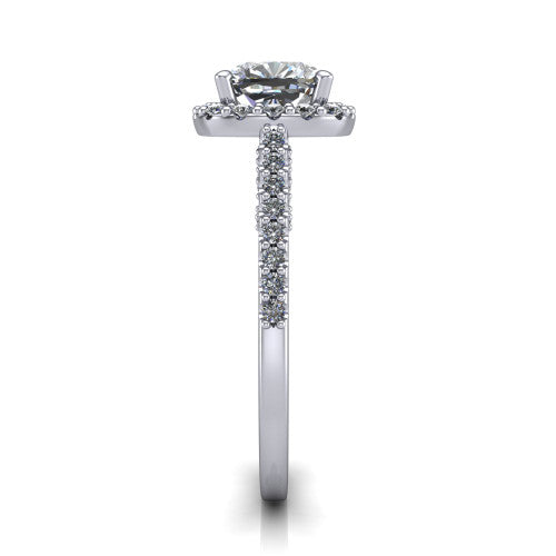Veronica Cushion Shape Halo Engagement Ring in 14K White Gold