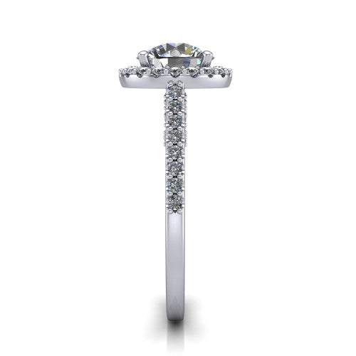 Veronica Round Shape Halo Engagement Ring in 18K White Gold