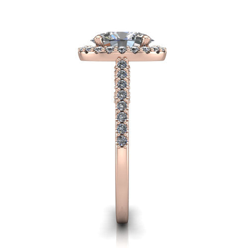 Veronica Oval Shape Halo Engagement Ring in 18K Rose Gold