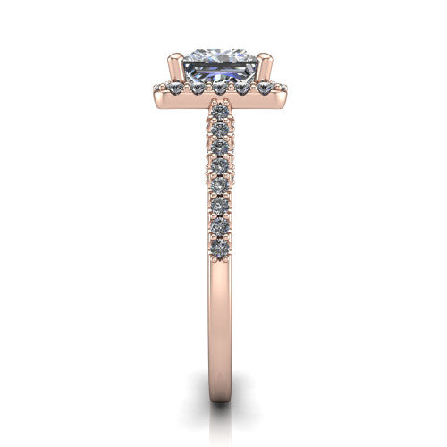 Veronica Princess Shape Halo Engagement Ring in 18K Rose Gold