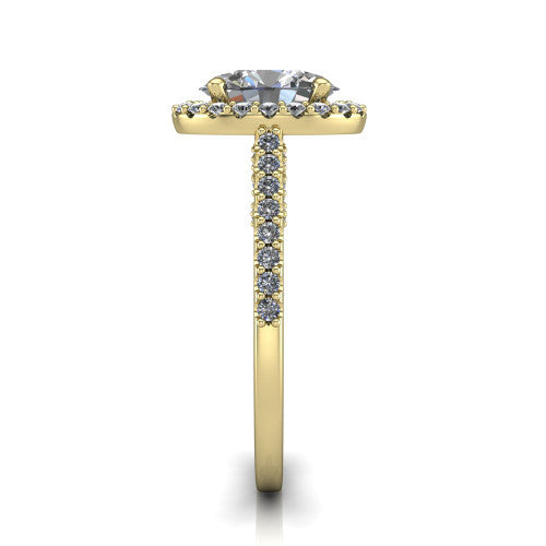 Veronica Oval Shape Halo Engagement Ring in 14K Yellow Gold