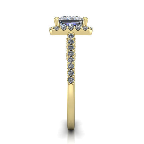 Veronica Princess Shape Halo Engagement Ring in 18K Yellow Gold