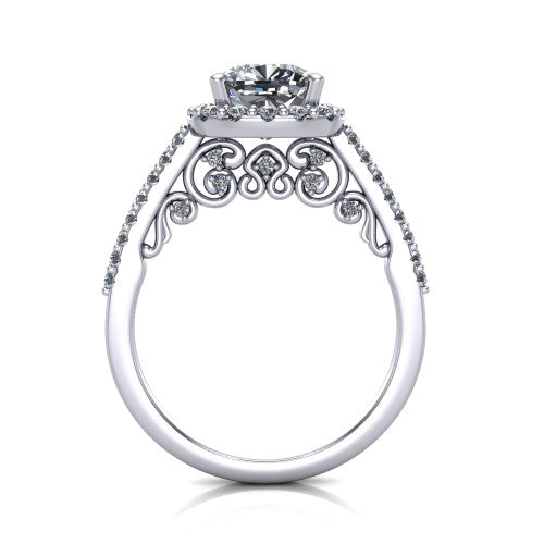 Veronica Cushion Shape Halo Engagement Ring in Platinum