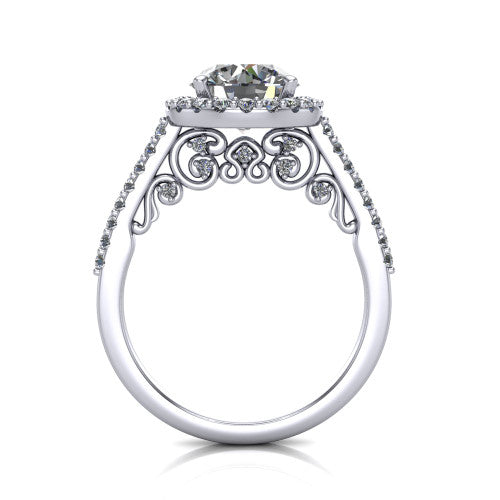Veronica Round Shape Halo Engagement Ring in Platinum