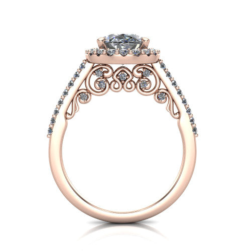 Veronica Oval Shape Halo Engagement Ring in 18K Rose Gold