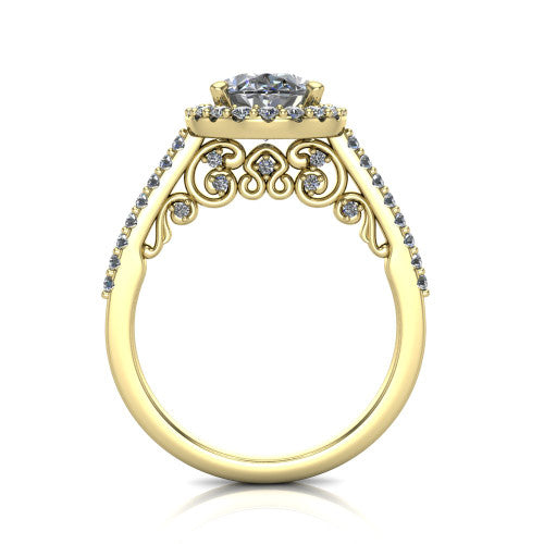 Veronica Oval Shape Halo Engagement Ring in 14K Yellow Gold