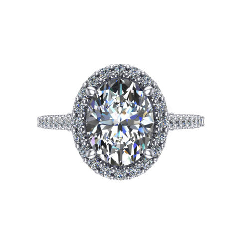 Veronica Oval Shape Halo Engagement Ring in 18K White Gold