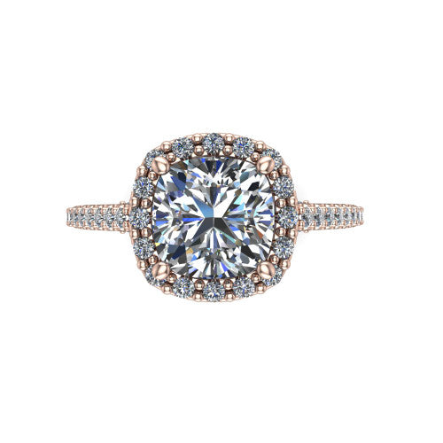 Veronica Cushion Shape Halo Engagement Ring in 18K Rose Gold