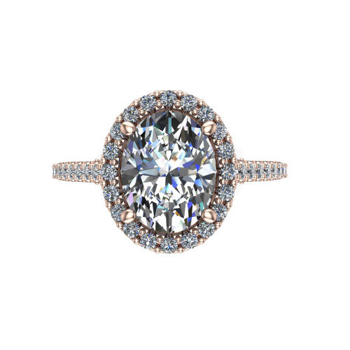 Veronica Oval Shape Halo Engagement Ring in 18K Rose Gold