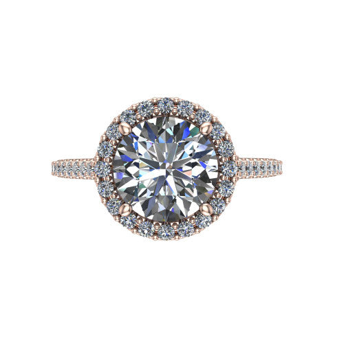 Veronica Round Shape Halo Engagement Ring in 18K Rose Gold