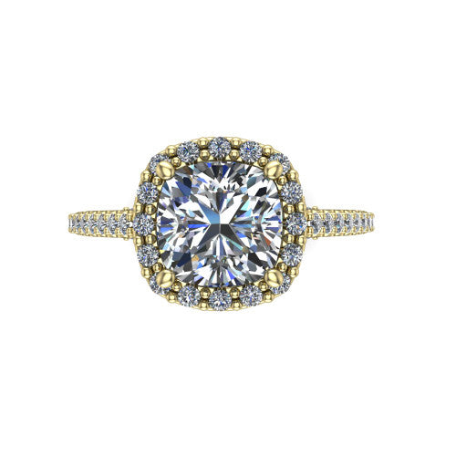 Veronica Cushion Shape Halo Engagement Ring in 14K Yellow Gold