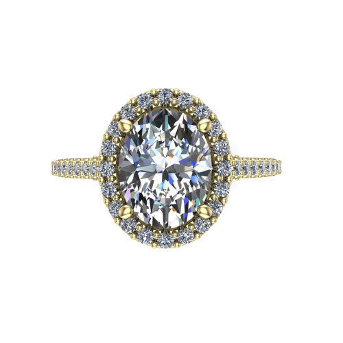 Veronica Oval Shape Halo Engagement Ring in 14K Yellow Gold