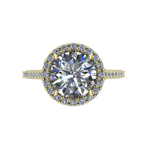 Veronica Round Shape Halo Engagement Ring in 14K Yellow Gold