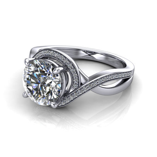 Alma Round Shape Halo Engagement Ring in Platinum