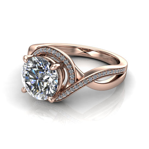 Alma Round Shape Halo Engagement Ring in 14K Rose Gold