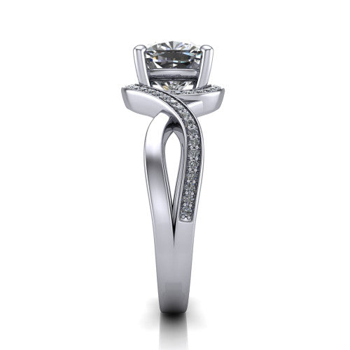 Alma Cushion Shape Halo Engagement Ring in 14K White Gold