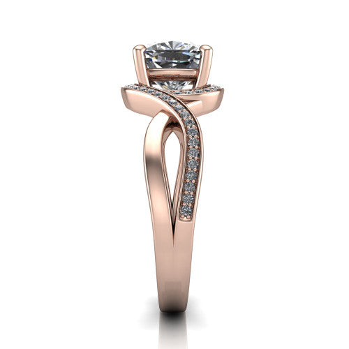 Alma Cushion Shape Halo Engagement Ring in 18K Rose Gold