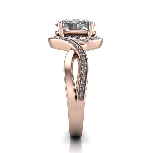 Alma Oval Shape Halo Engagement Ring in 14K Rose Gold