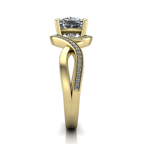 Alma Cushion Shape Halo Engagement Ring in 14K Yellow Gold