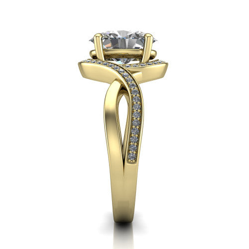 Alma Oval Shape Halo Engagement Ring in 18K Yellow Gold