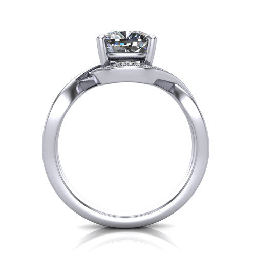 Alma Cushion Shape Halo Engagement Ring in 18K White Gold