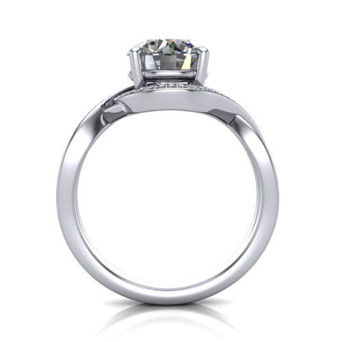 Alma Round Shape Halo Engagement Ring in Platinum