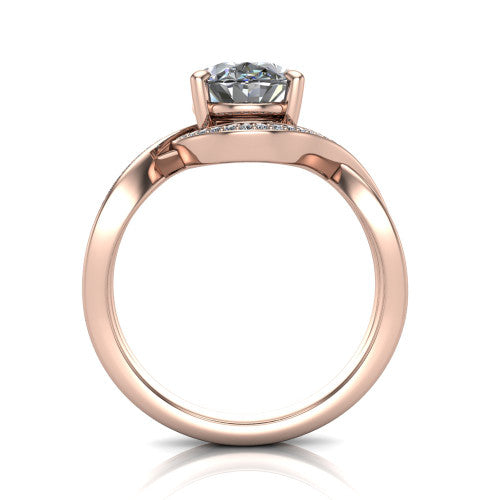 Alma Oval Shape Halo Engagement Ring in 18K Rose Gold