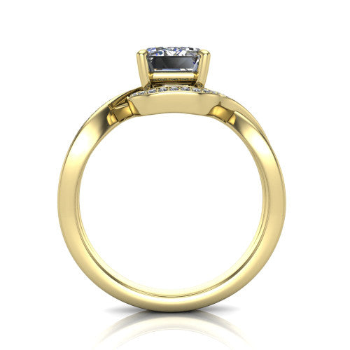 Alma Emerald Shape Halo Engagement Ring in 18K Yellow Gold