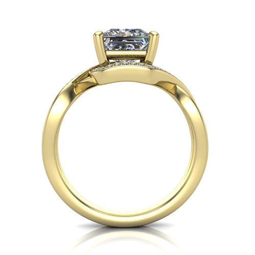 Alma Princess Shape Halo Engagement Ring in 18K Yellow Gold