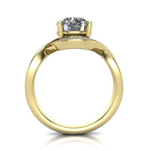 Alma Round Shape Halo Engagement Ring in 18K Yellow Gold