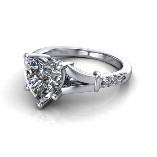 Linnea Heart Shape Classic Engagement Ring in 18K White Gold