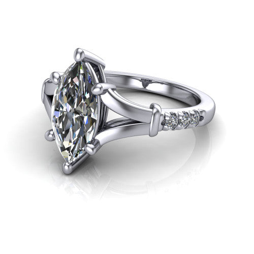 Linnea Marquise Shape Classic Engagement Ring in Platinum