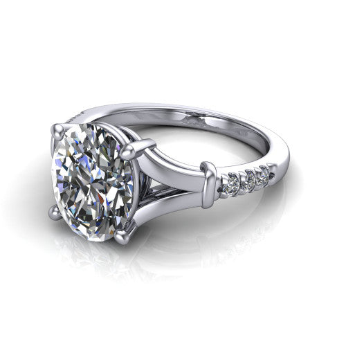Linnea Oval Shape Classic Engagement Ring in 14K White Gold