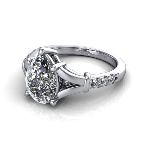 Linnea Pear Shape Classic Engagement Ring in 14K White Gold